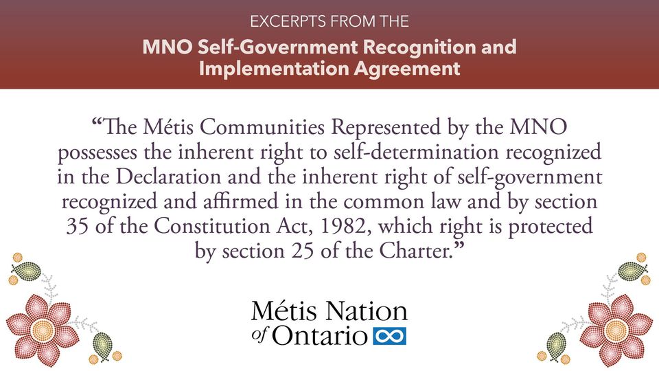 Excerpt from MNO Self-government Recognition and Implementation agreement
